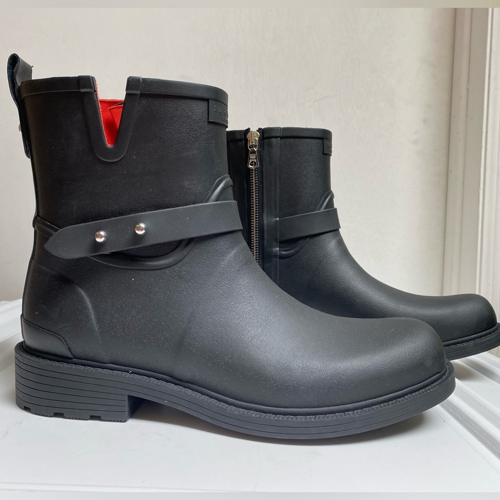 Rag & Bone Moto Rain Boot In Black women size 10 new H28N1